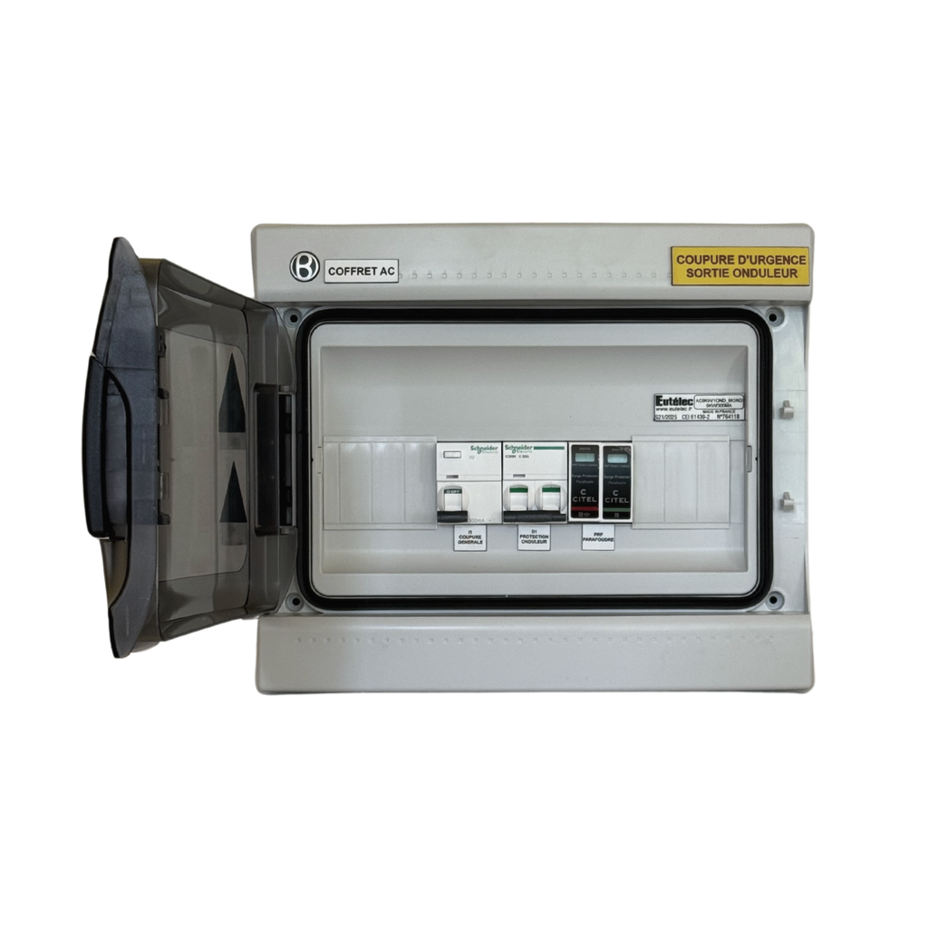 Eutelec - Coffret de protection AC 8/10kW 50A 300mA - avec parafoudre T2 - monophasé