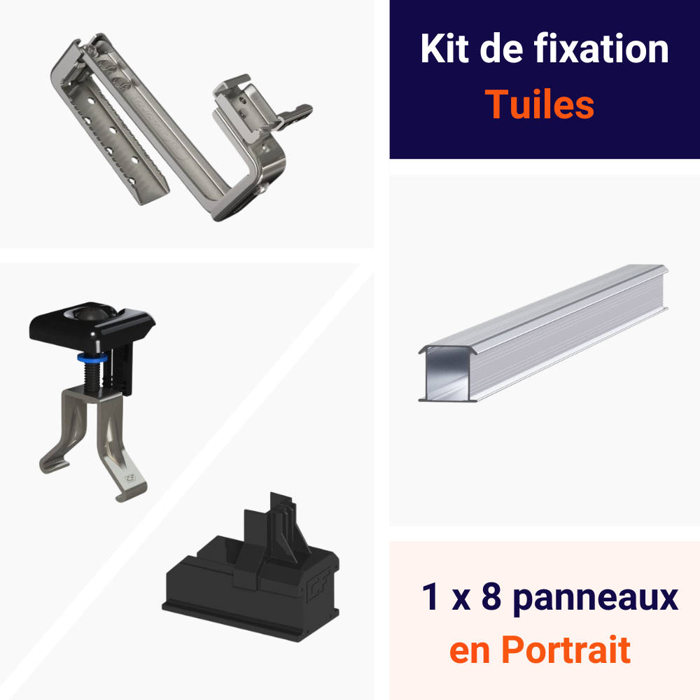 ESDEC - Kit de fixation Tuiles 1 ligne de 8 panneaux Portrait