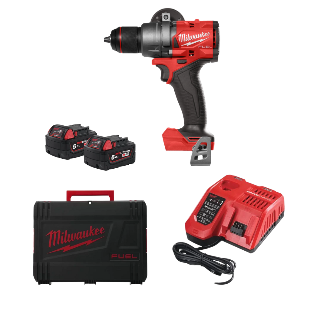 Milwaukee - 4933479860 - M18 FPD3-502X - Coffret Perceuse percussion Fuel 18V 158Nm + 2 Batteries M18 5Ah + Chargeur + HD-Box