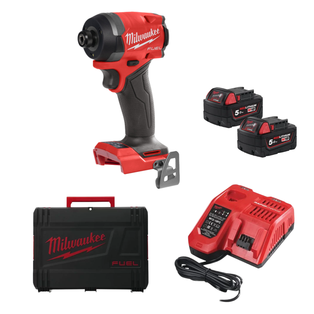 Milwaukee - 4933479865 - M18 FID3-502X - Coffret Visseuse à choc M18 Fuel 1/4 18V Brushless + 2 Batteries M18 5Ah + Chargeur + Coffret HD Box