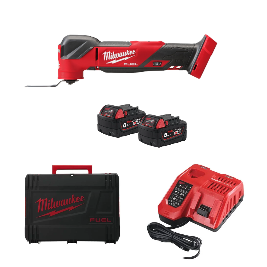 Milwaukee - 4933478492 - M18 FMT-502X - Pack Multi-Tool M18 FUEL + 2 batteries M18 B 5Ah + Chargeur + Coffret HD Box