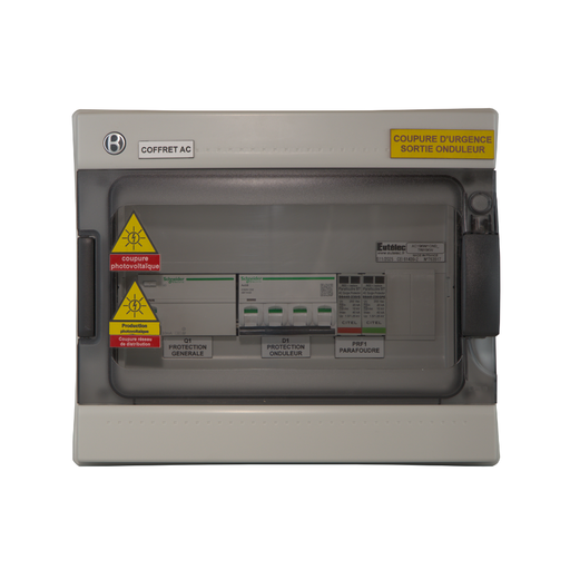 [4-086-005] Eutelec - Coffret de protection AC 15/20kW 32A avec parafoudre T2 - triphasé - coffret PVC