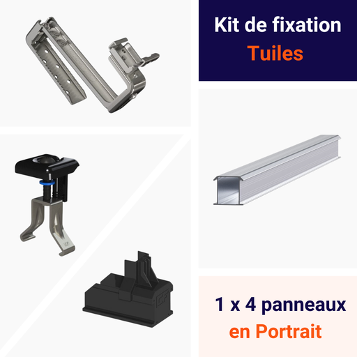 [ESD-KIFITU-1X4PO] ESDEC - Kit de fixation Tuiles 1 ligne de 4 panneaux Portrait