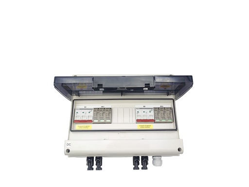 [4-096-022] WA Conception - Coffret DC 1 Tracker 1 + 1 Str. Tracker 2, sectionneur 25A 1000VDC, avec parafoudre DC Type 2 + connectique MC4