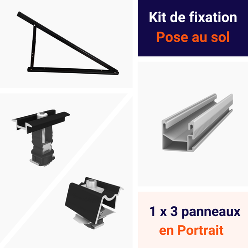 [K2-KIFIGR-1X3PO] Kit de fixation au sol - 1 ligne de 3 panneaux portrait
